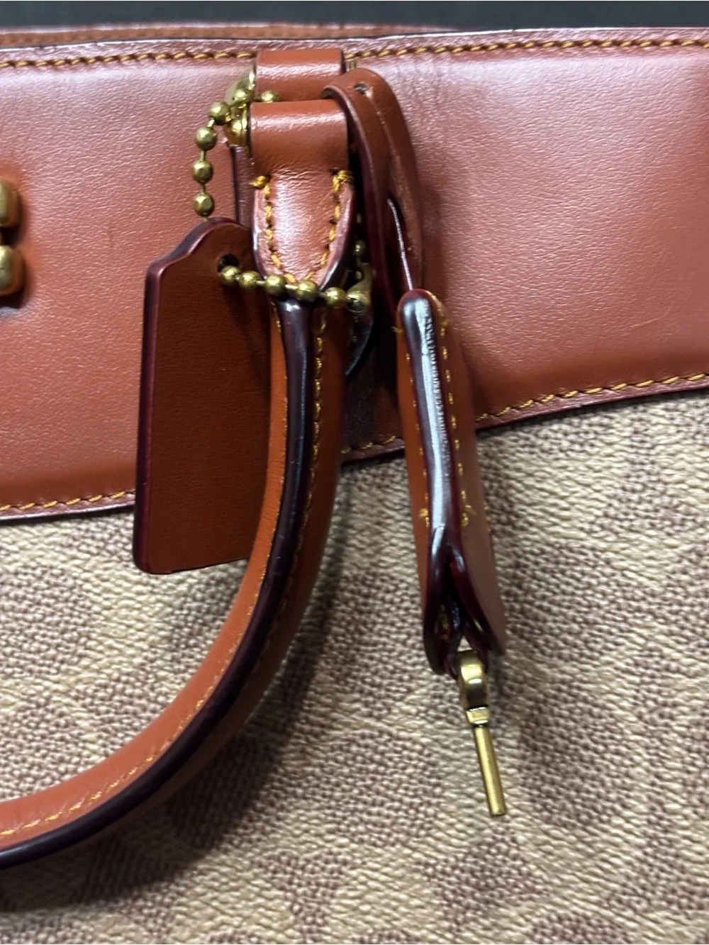 Coach Brown/Tan Signature Satchel with Matching Wristlet